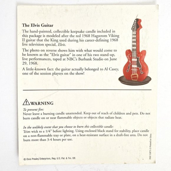 Elvis Red Guitar Collectible Candle Postcard Only Presley Enterprises Vintage - Picture 4 of 6